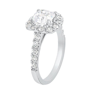 The Halo Cushion Ring with Diamonds in 925 Sterling Silver - Adila