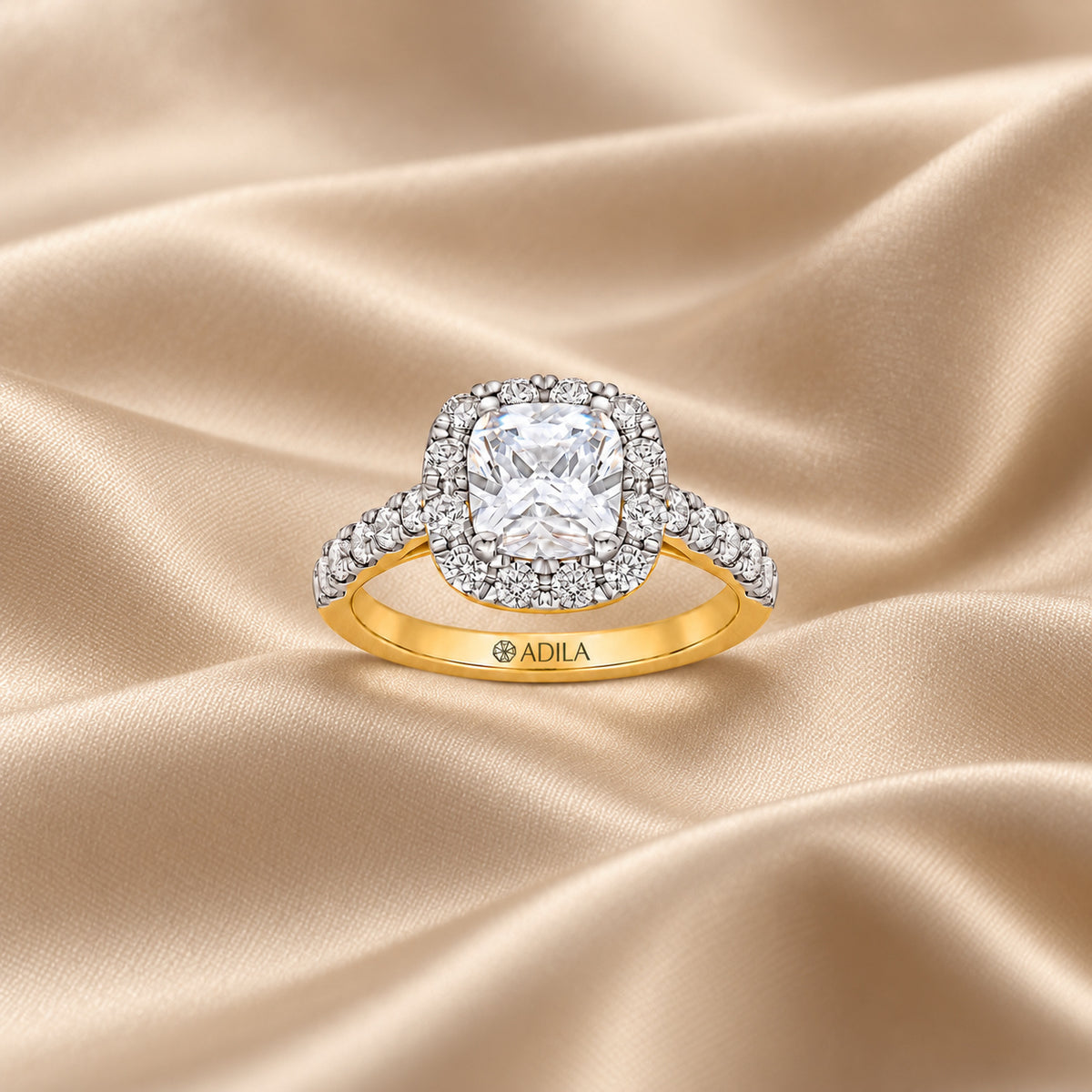 The Halo Cushion Moissanite Ring