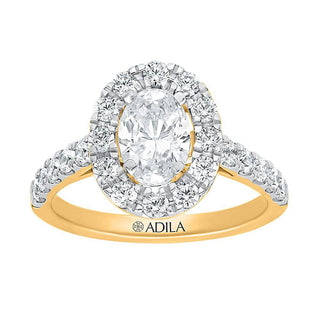 The Halo Oval Ring with Moissanite Stones in 925 Sterling Silver - Adila