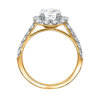 The Halo Oval Ring with Diamonds in Gold - Adila