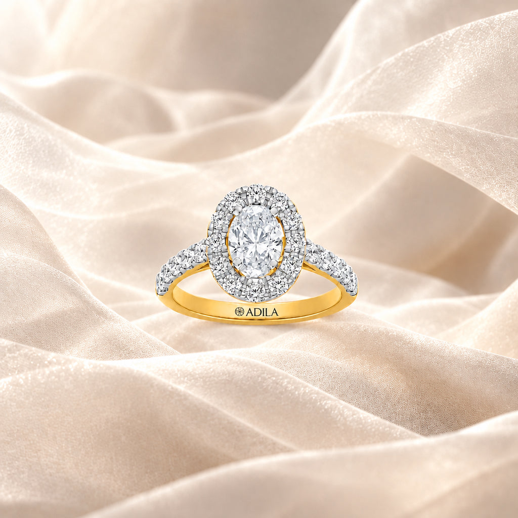 The Halo Oval Moissanite Ring