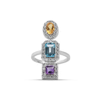 Soleia Multi-stone Silver Moissanite Ring | Adila