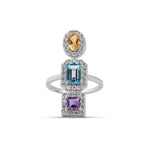 Soleia Multi-stone Silver Moissanite Ring | Adila