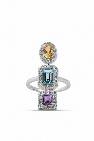 Soleia Multi-stone Silver Moissanite Ring