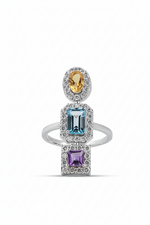 Soleia Multi-stone Silver Moissanite Ring