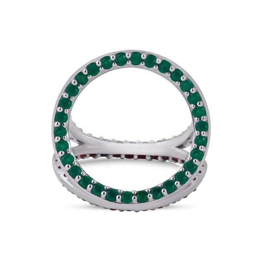 Trinity Prism Silver Gemstone Ring | Adila Jewels