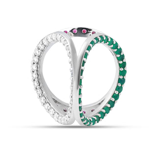 Trinity Prism Silver Gemstone Ring | Adila Jewels