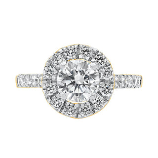 The Halo Round Ring with Diamonds in Gold - Adila