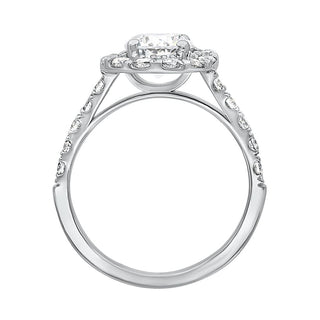 The Halo Round Ring with Diamonds in Gold - Adila