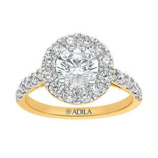 The Halo Round Ring with Diamonds in 925 Sterling Silver - Adila