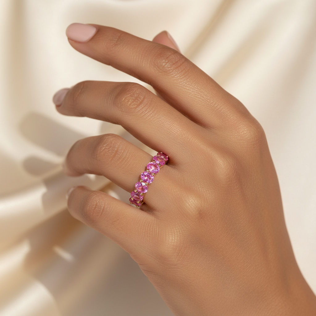 Blush Pop Silver Gemstone Band Ring