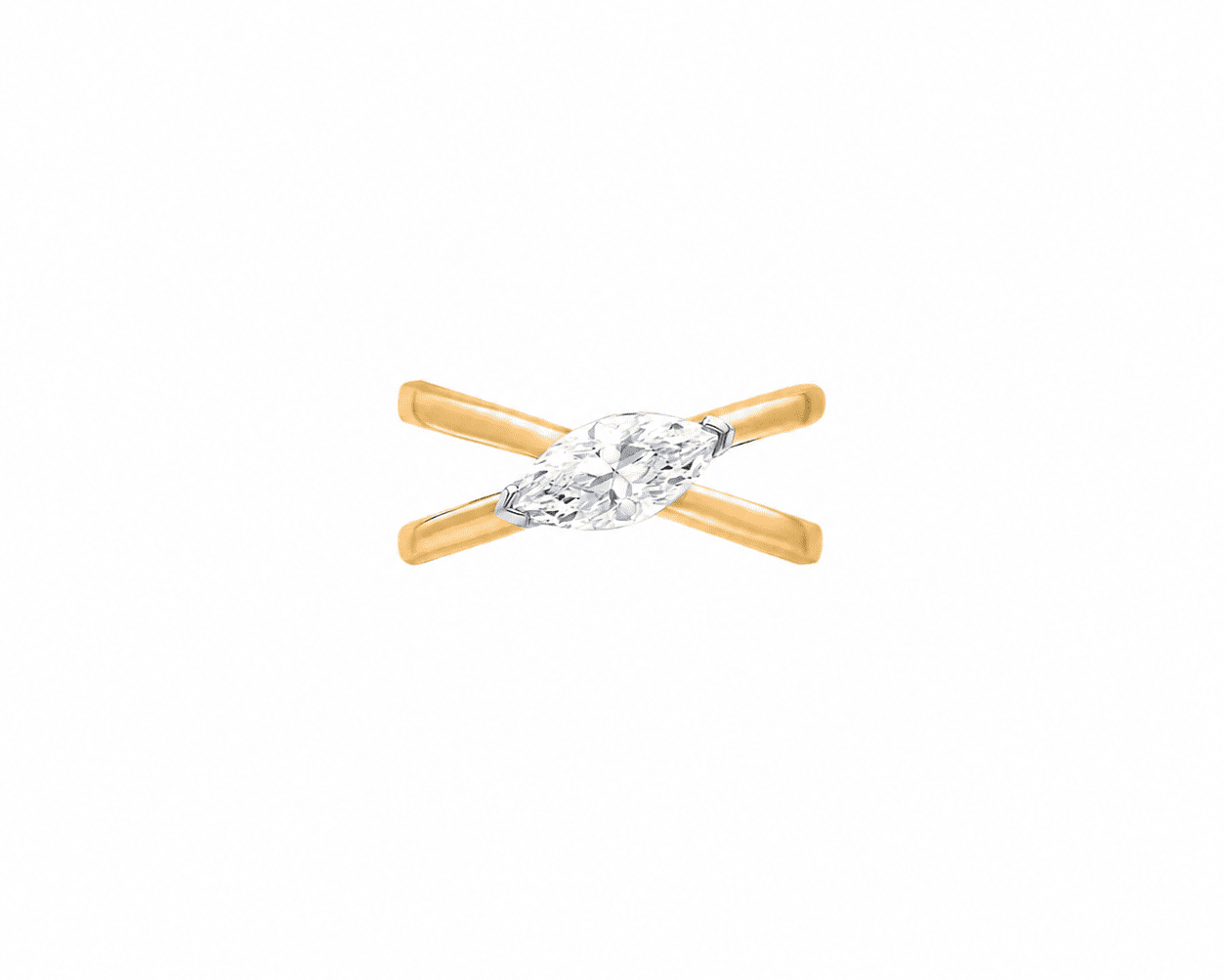 Cross-Over Marquise Moissanite Silver Ring