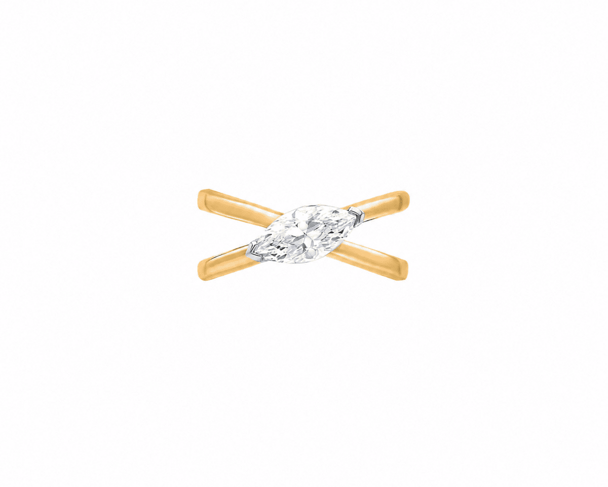 Cross-Over Marquise Moissanite Silver Ring