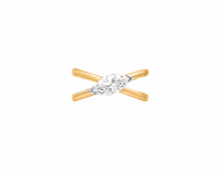 Cross-Over Marquise Moissanite Silver Ring
