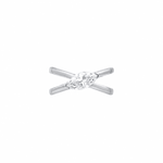 Cross-Over Marquise Moissanite Silver Ring