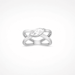 Cross-Over Marquise Moissanite Silver Ring