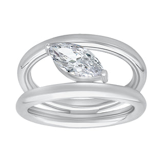 Vira Marquise Shape Moissanite Stone Ring in Sterling Silver