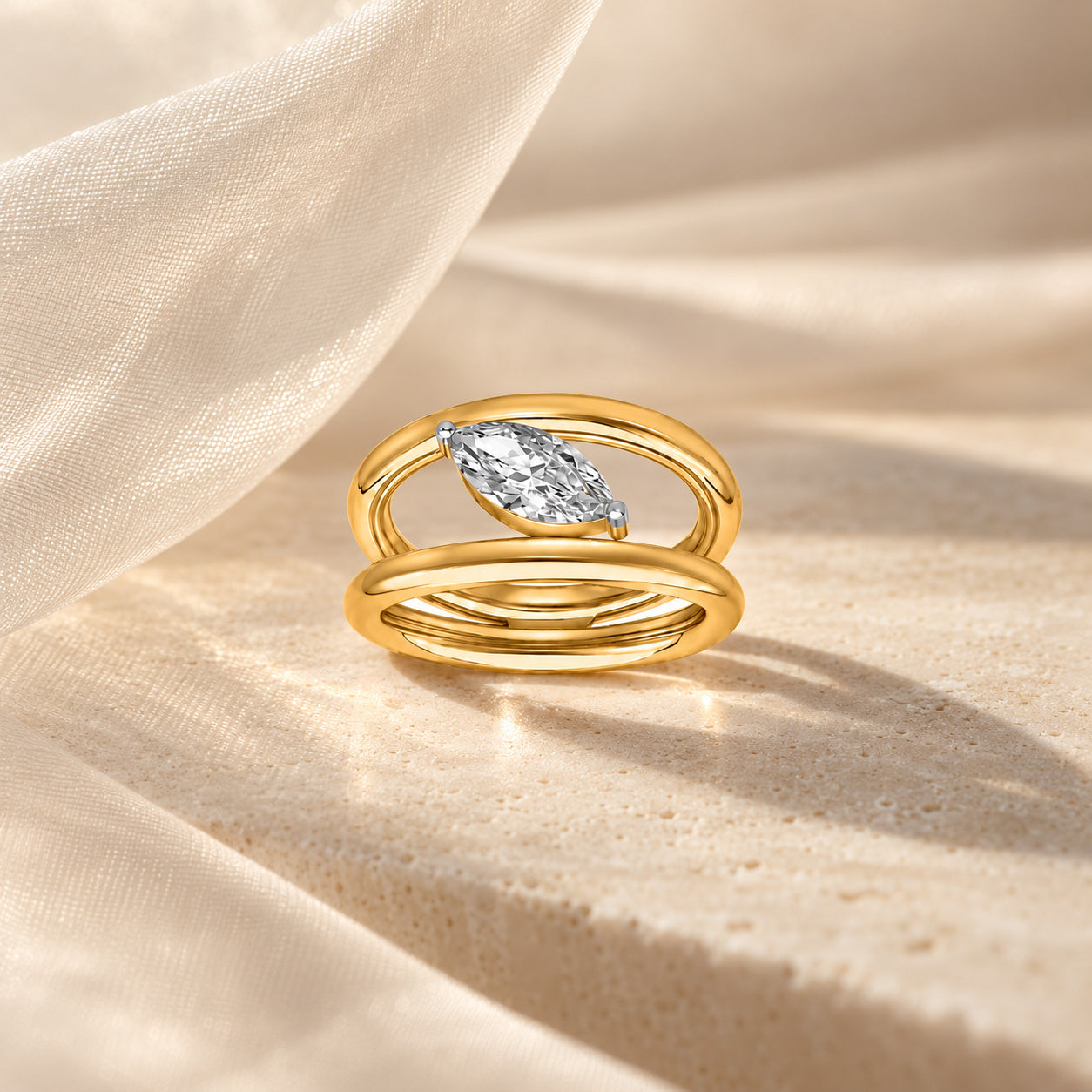 Vira Marquise Moissanite Silver Ring