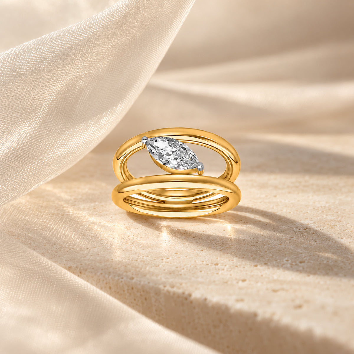 Vira Marquise Moissanite Silver Ring
