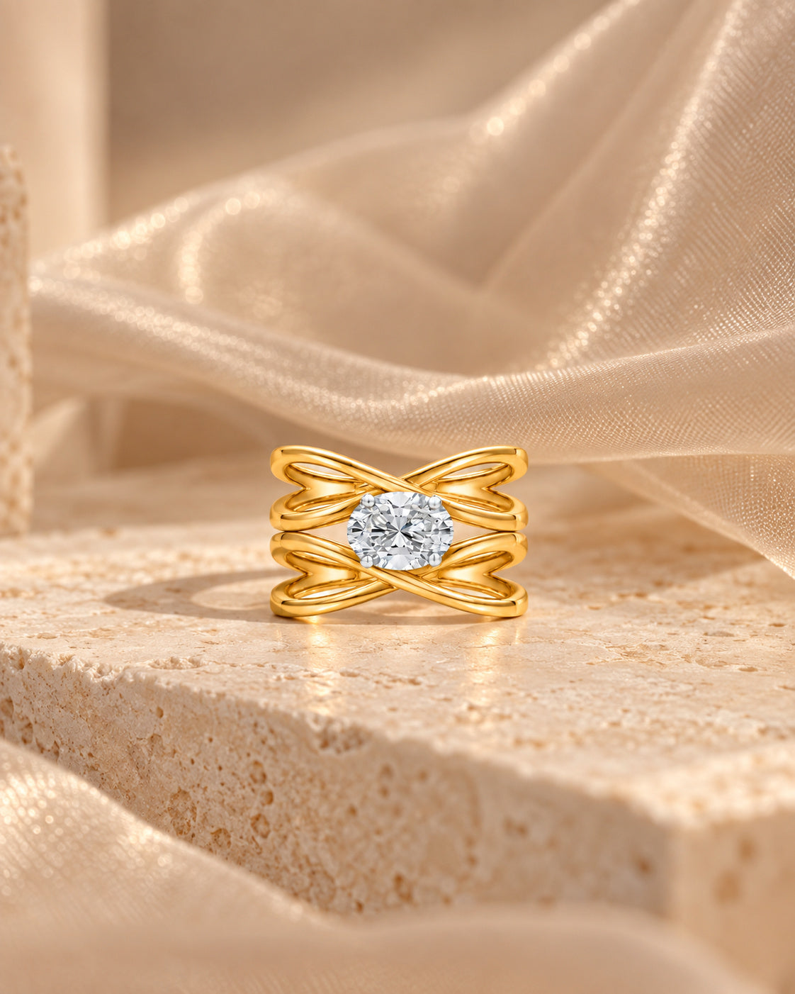 Double Infinity Oval Shape Ring