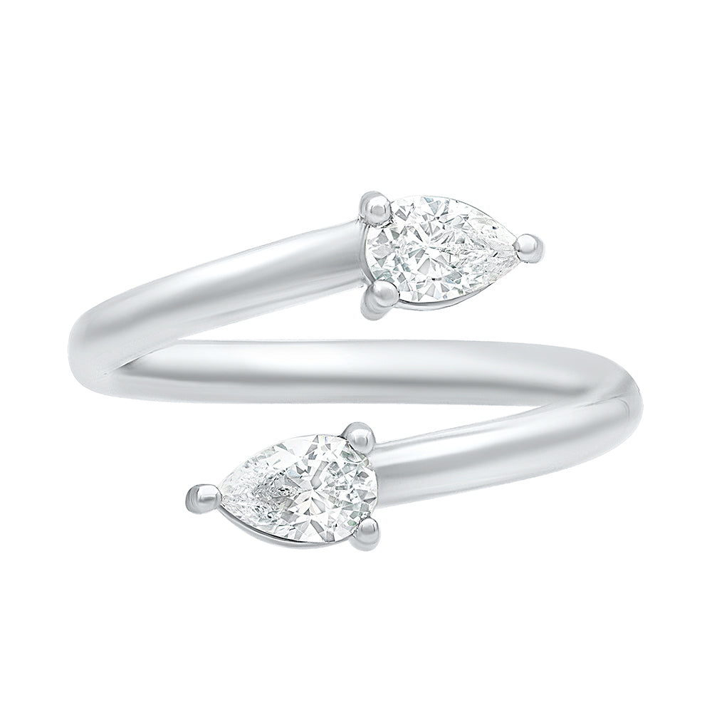 Two Stone Pear Shape Bypass Ring - Main Image