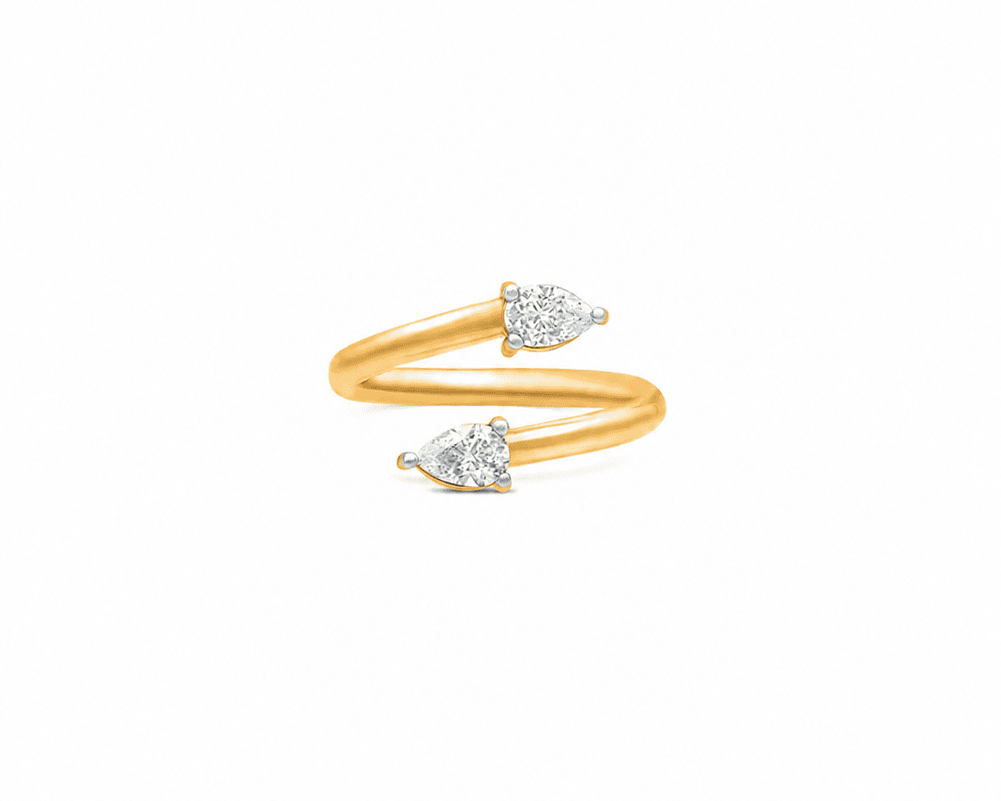 Two Stone Pear Shape Moissanite Bypass Ring