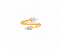 Two Stone Pear Shape Moissanite Bypass Ring