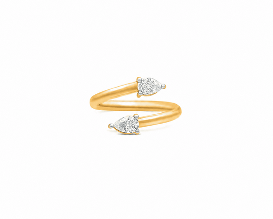 Two Stone Pear Shape Moissanite Bypass Ring