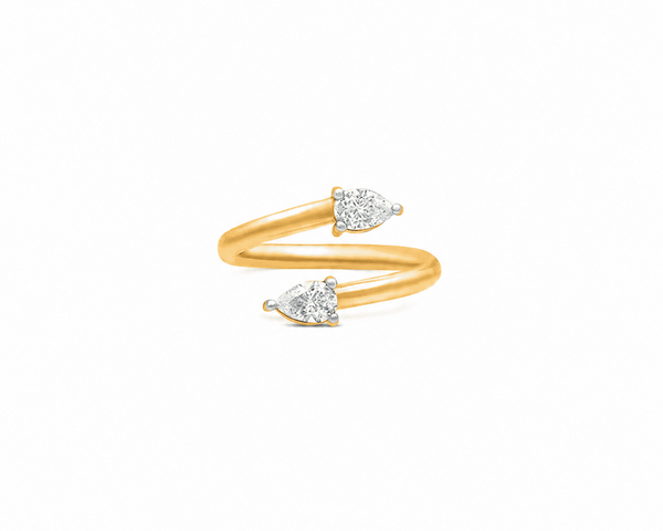 Two Stone Pear Shape Moissanite Bypass Ring