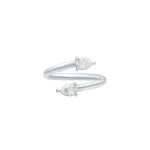 Two Stone Pear Shape Moissanite Bypass Ring