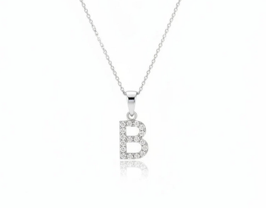 Timeless Initial B Moissanite Silver Pendant