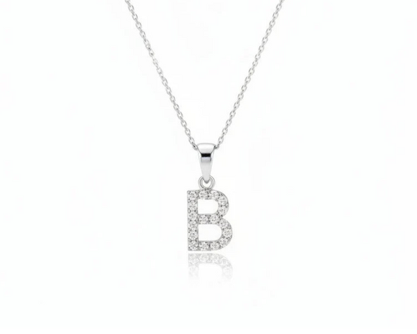 Timeless Initial B Moissanite Silver Pendant