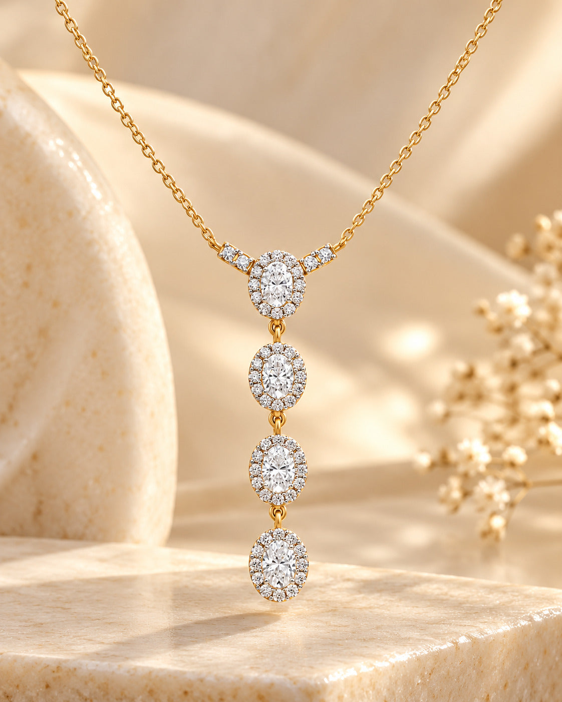 Lumia Oval Halo Necklace