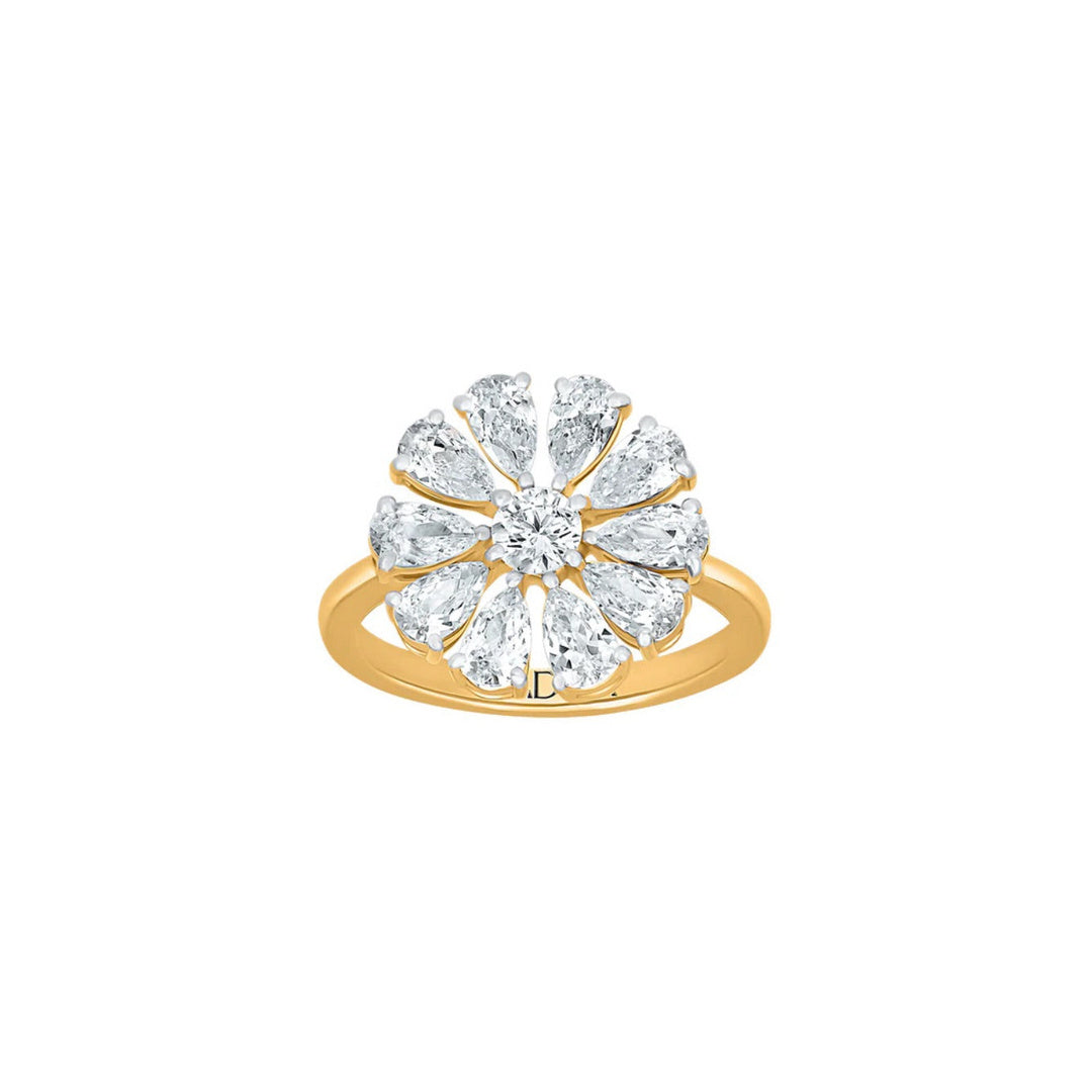 Pear Flower Shape Moissanite Ring