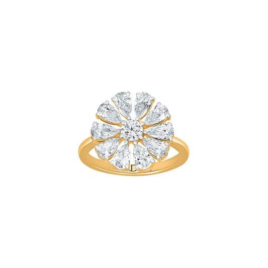 Pear Flower Shape Moissanite Ring