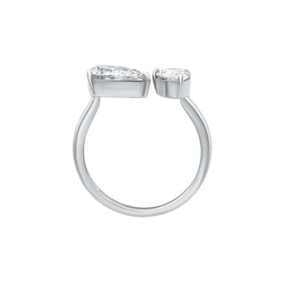 Twin Flame Moissanite Dual Solitaire Silver Ring