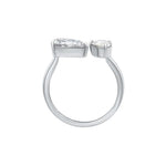 Twin Flame Moissanite Dual Solitaire Silver Ring