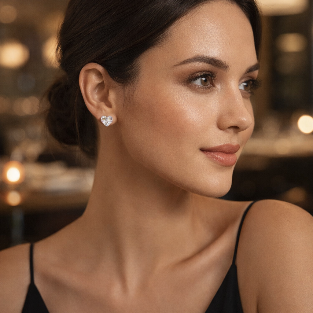 Kia Heart 2.00ct Moissanite Stud Earrings