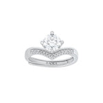 Kiara Chevron Solitaire Moissanite Silver Ring