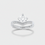 Kiara Chevron Solitaire Moissanite Silver Ring