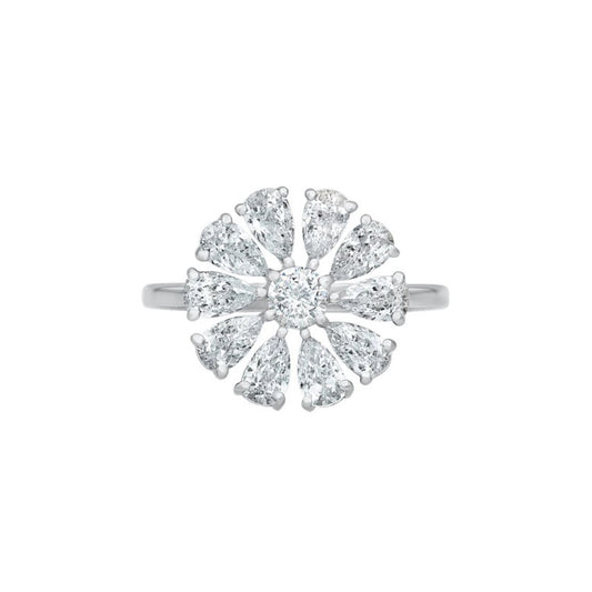 Pear Flower Shape Moissanite Ring