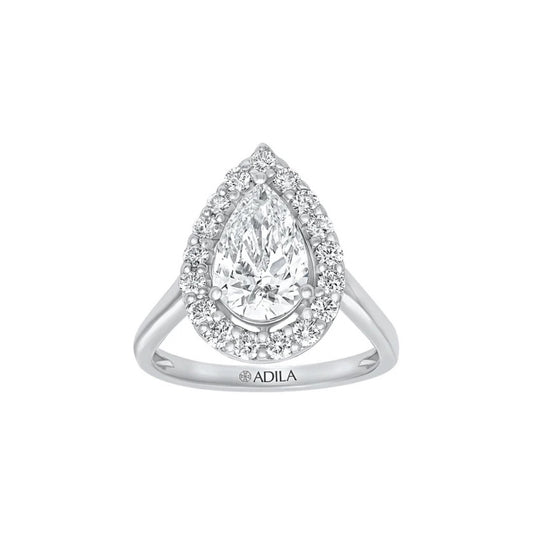 The Halo Pear Shape Moissanite Ring