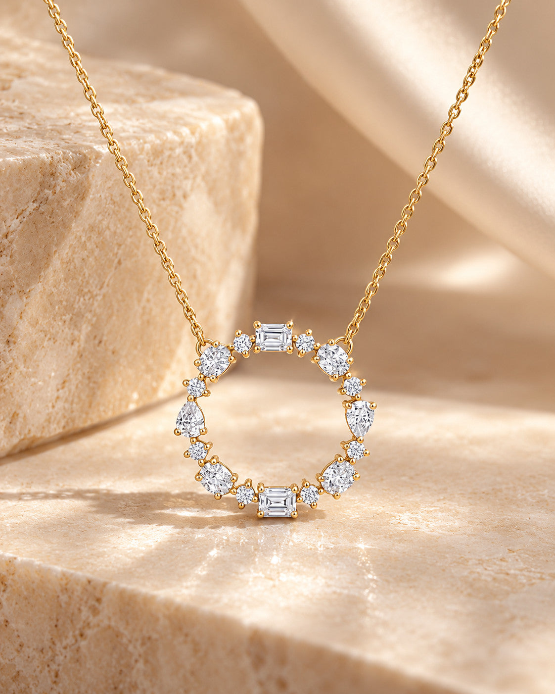 Anaya Multi-Shape Gemstone Circle Necklace