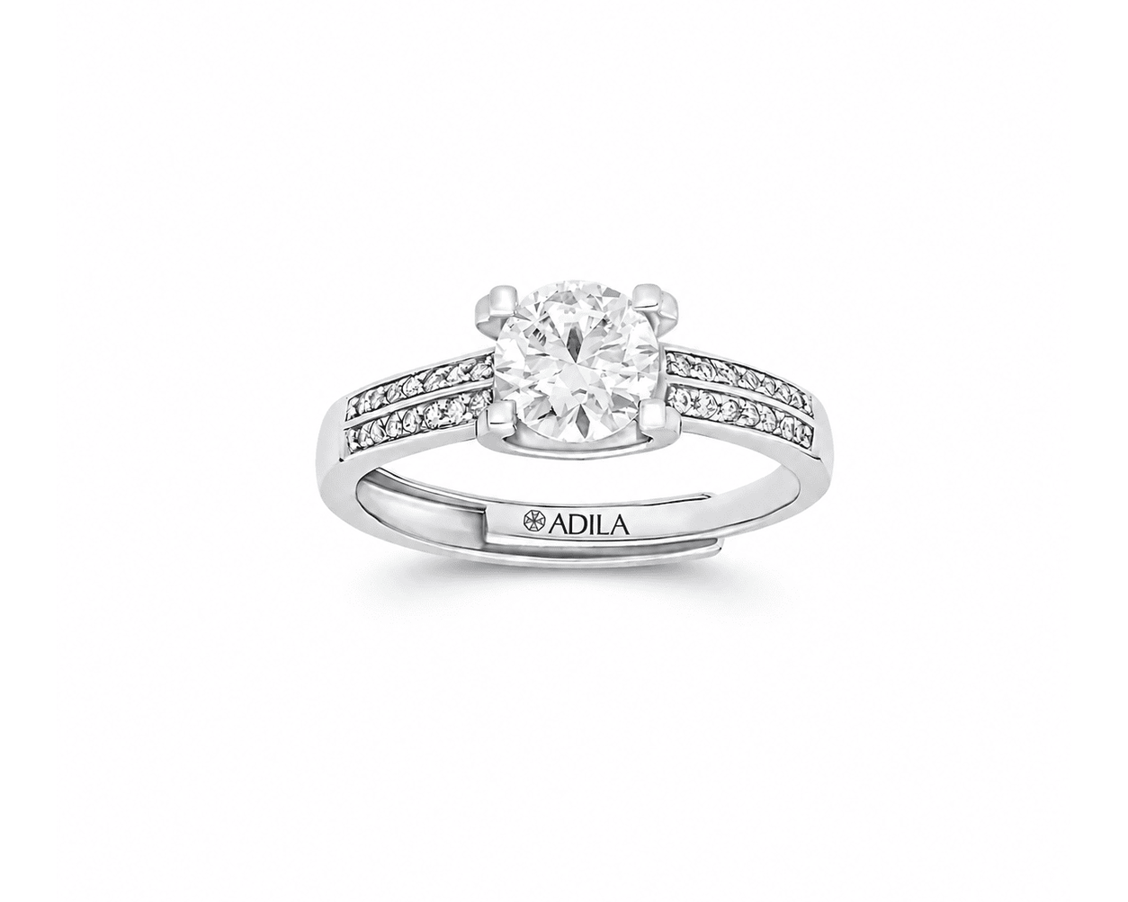 Amaira Double Row Solitaire Moissanite Ring