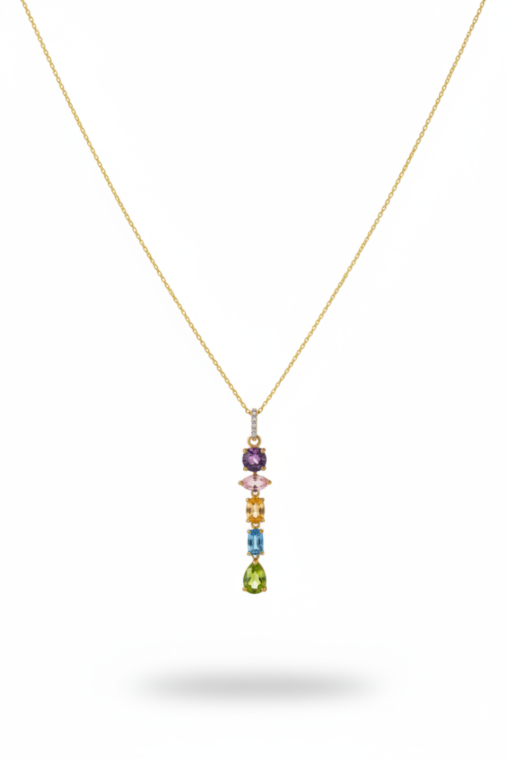 Gelato Glow Silver Multi Colour Pendant | Moissanite & Gemstone Silver Jewelry | Adila