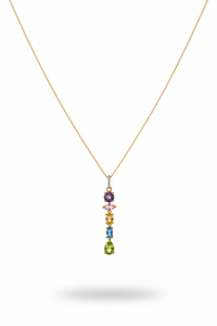 Gelato Glow Silver Multi Colour Pendant | Moissanite & Gemstone Silver Jewelry | Adila