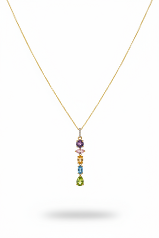 Gelato Glow Silver Multi Colour Pendant | Moissanite & Gemstone Silver Jewelry | Adila