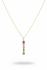 Gelato Glow Silver Multi Colour Pendant | Moissanite & Gemstone Silver Jewelry | Adila