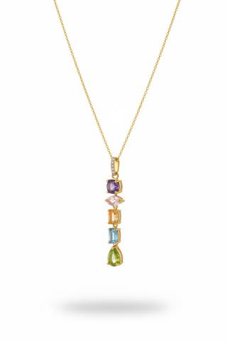 Gelato Glow Silver Multi Colour Pendant | Moissanite & Gemstone Silver Jewelry | Adila