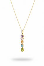 Gelato Glow Silver Multi Colour Pendant | Moissanite & Gemstone Silver Jewelry | Adila